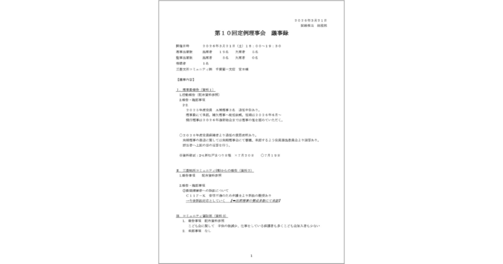 第10回定例理事会議事録