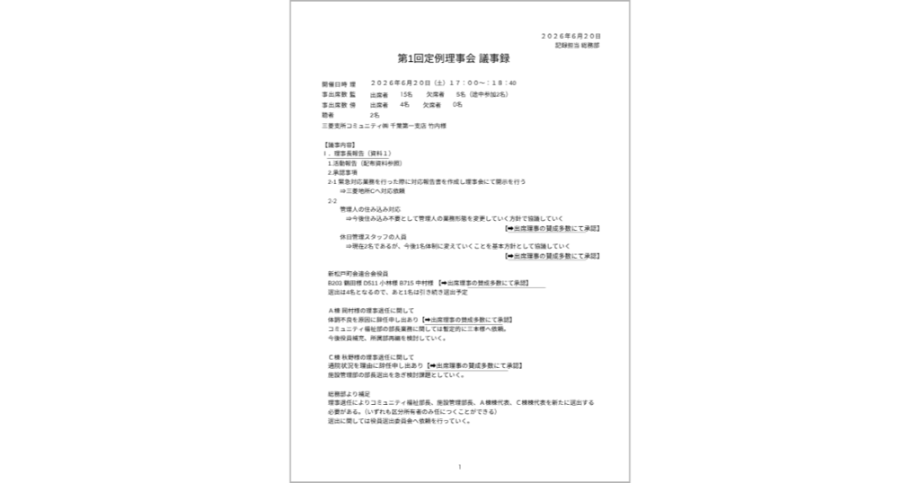 第1回定例理事会議事録