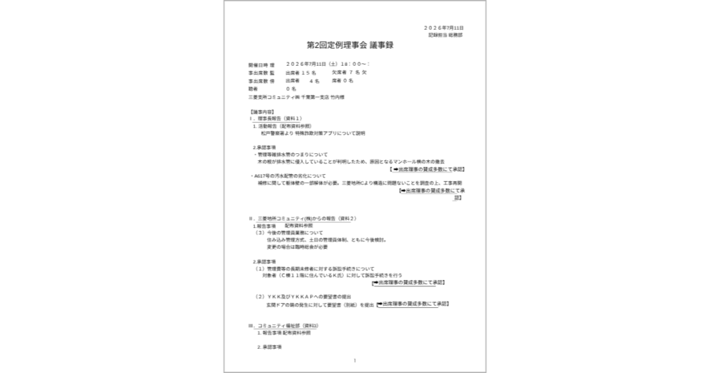 第2回定例理事会議事録